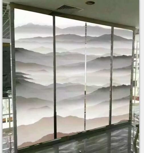 山水画夹胶玻璃
